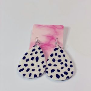 Dalmatian Print Faux Leather Earrings